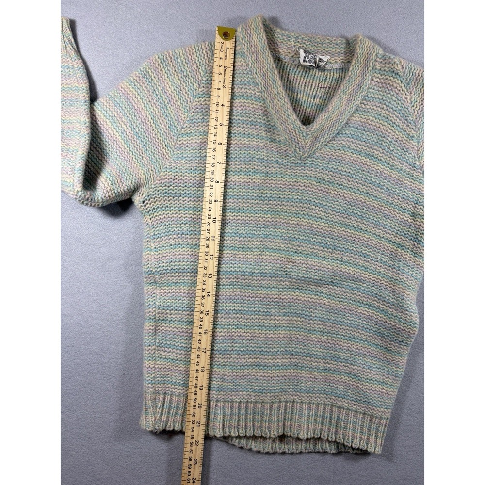 Heritage Shetland Wool Women's V Neck Sweater  Rainbow Cottagecore Preppy - Picture 3 of 5